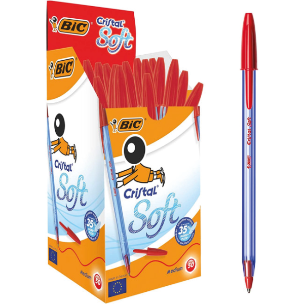 PENNE BIC CRISTAL SOFT ROSSO  pacco da 50