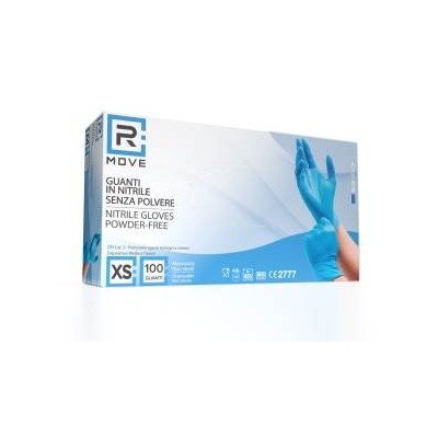 RMOVE 1CONF. DA 100PZ  - GUANTI NITRILE BLU USO MEDICO SENZA POLVERE