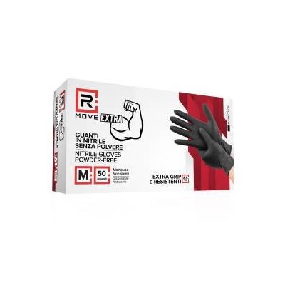 RMOVE 1CONF. DA 50PZ 8.5GR DA LAVORO - GUANTI NITRILE NERO SENZA POLVERE FULL GRIP