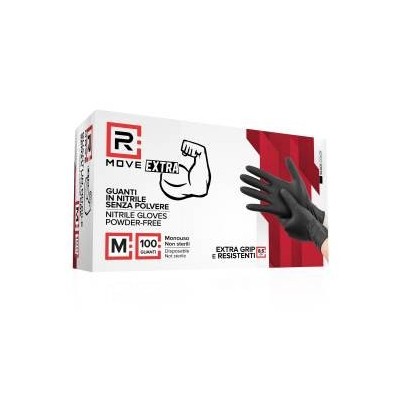 RMOVE 1CONF. DA 100PZ  8.5GR DA LAVORO - GUANTI NITRILE NERO SENZA POLVERE FULL GRIP