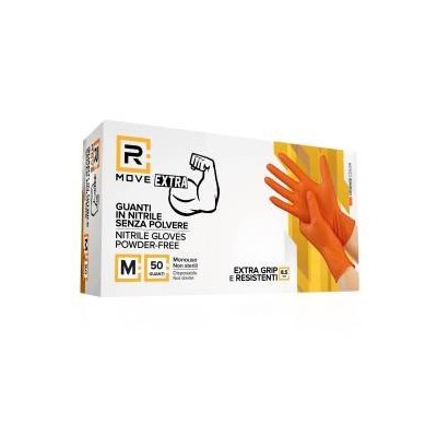 RMOVE 1CONF. DA 50PZ  8.5GR DA LAVORO - GUANTI NITRILE ARANCIONE SENZA POLVERE FULL GRIP