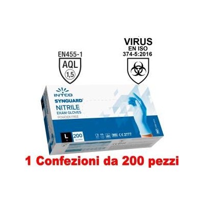 INTCO 1CONF. DA 200PZ - TAGLIA L - GUANTI IN NITRILE USO MEDICO SENZA POLVERE